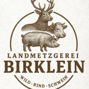 Logo der Landmetzgerei Birklein mit Hirsch, Rind und Schwein