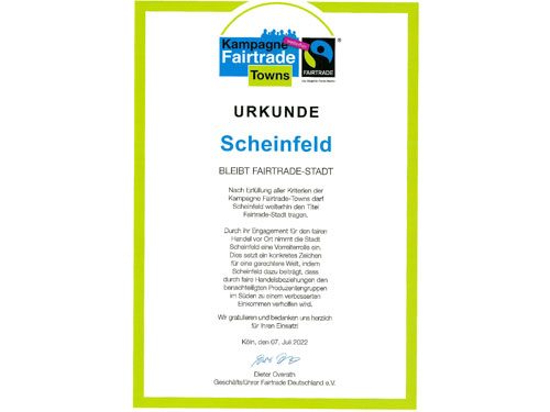 Urkunde zur Rezertifizierung