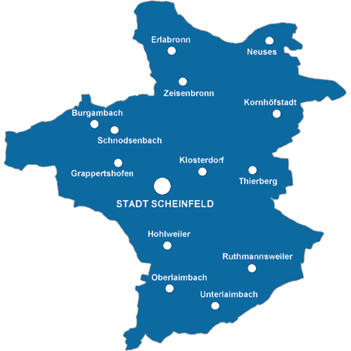 Karte des Gemeindegebiets Scheinfeld