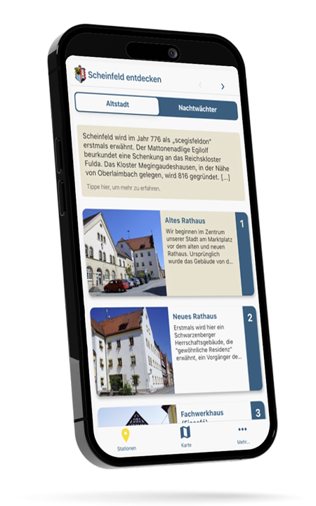 Smartphone mit Darstellung der App