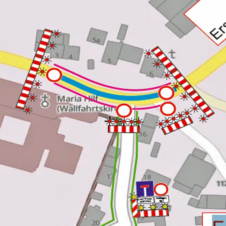 Plan der Verkehrssperrung in Klosterdorf