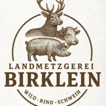 Logo der Landmetzgerei Birklein mit Hirsch, Rind und Schwein