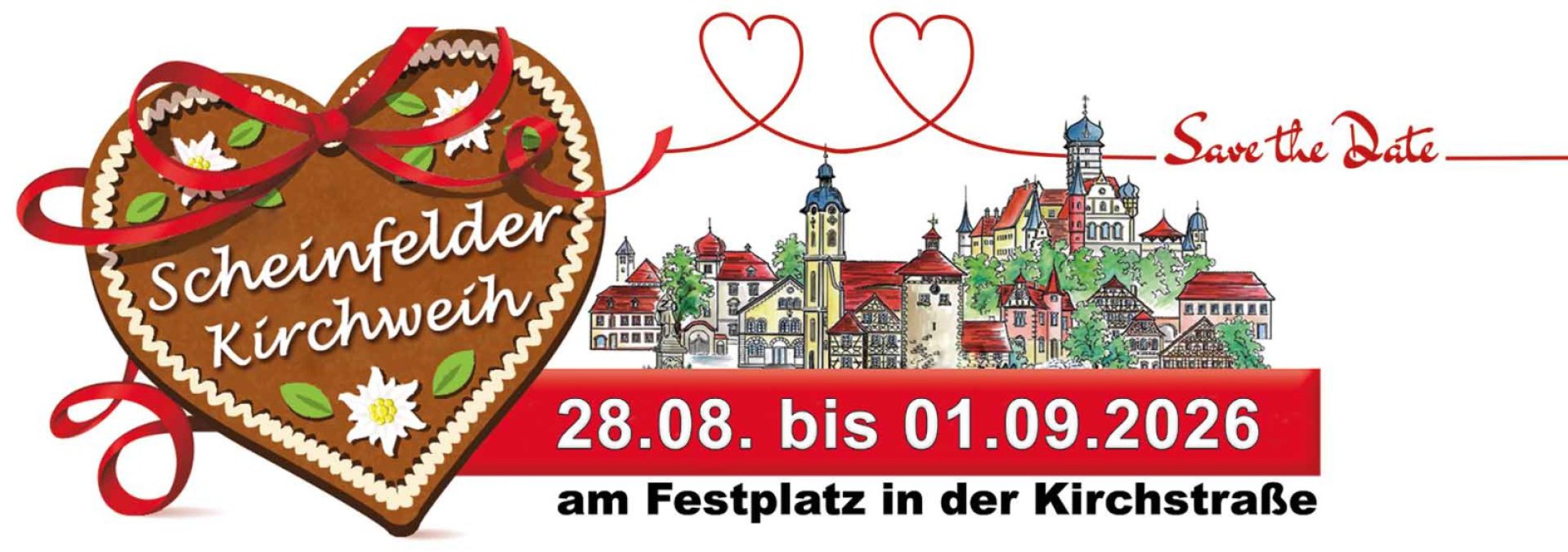 Lebkuchenherz mit Hinweis auf Scheinfelder Kirchweih 2026